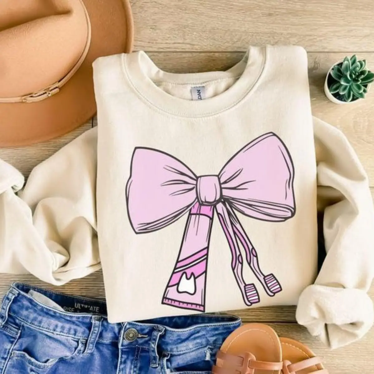 Dental Assistant Sweatshirt, Dental Hygienist Sweater, Dental Hygiene Gift, Dental School Graduation Gift, Coquette Dental Shirt Women Bow