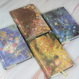 4-Piece Set Original Flower Handbook, Colorful Page Illustrations, Girl's Heartfelt Diary Notebook, Elegant Leather Paper Gift Book