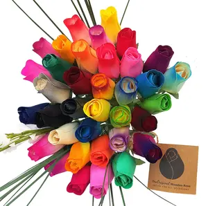Vibrant Assorted Colors Wooden Rose Flower Bouquet