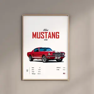 Ford Mustang GT350 Car Poster, Muscle Car Wall Art