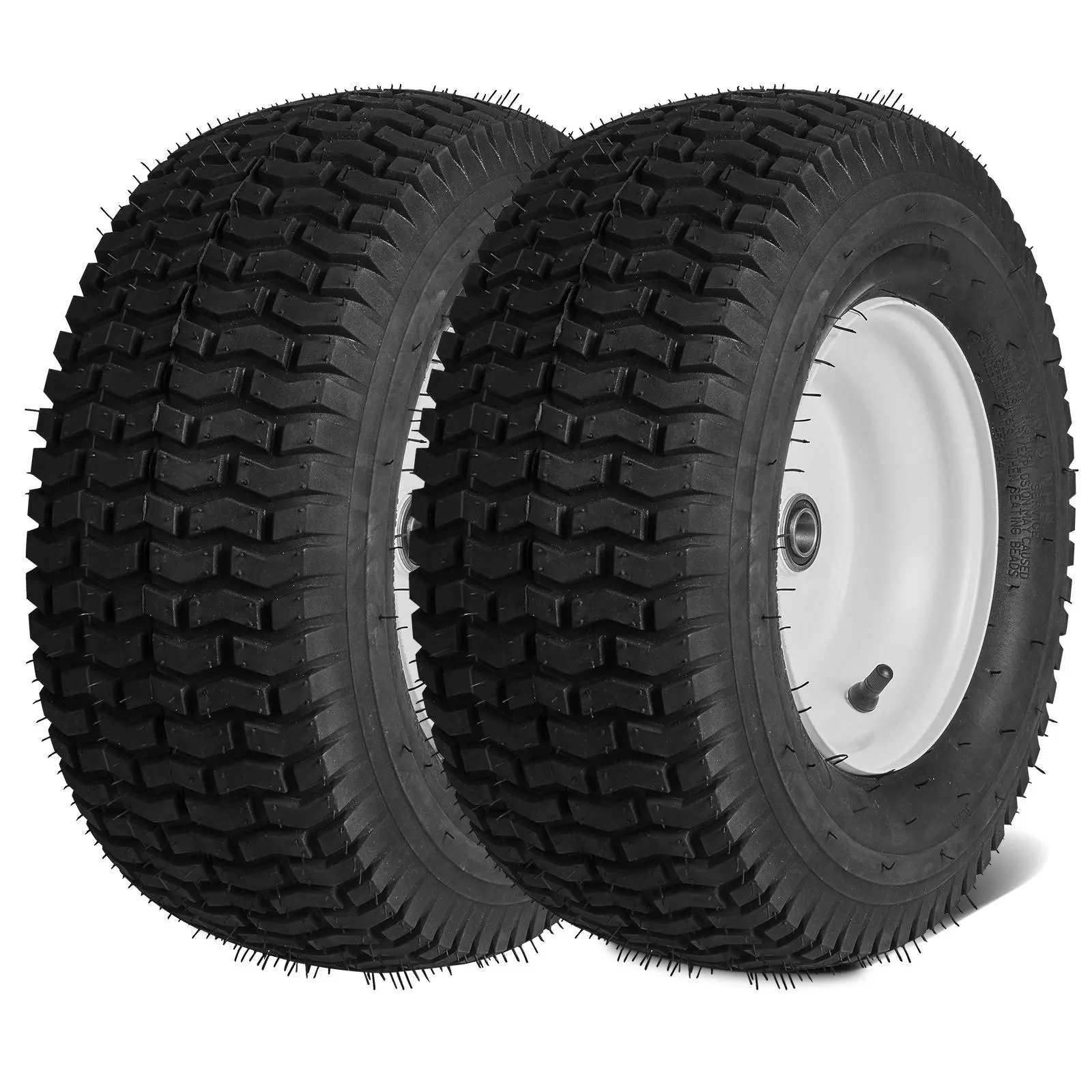 Lawn Mower Tires 16x6.5-8 inches, 2-Pack Pneumatic Wheel Assembly with Turf Grip Tread for Most Lawn Mowers, 615 lbs Load Capacity, 3" Hub, 3/4" Bushing, High Grip, 16 Additional Fittings, 35Psi Max Pressure, Riding Mowers
