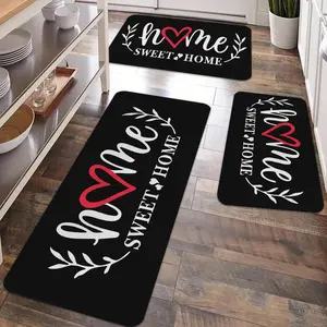 2/3pcs kitchen anti slip carpet floor mat set, "Exquisite Home" kitchen anti fatigue floor mat, soft and comfortable flannel anti slip kitchen carpet floor mat, suitable for kitchen, laundry room, bathroom, room decoration floor mat, Kitchen Rugs Sets