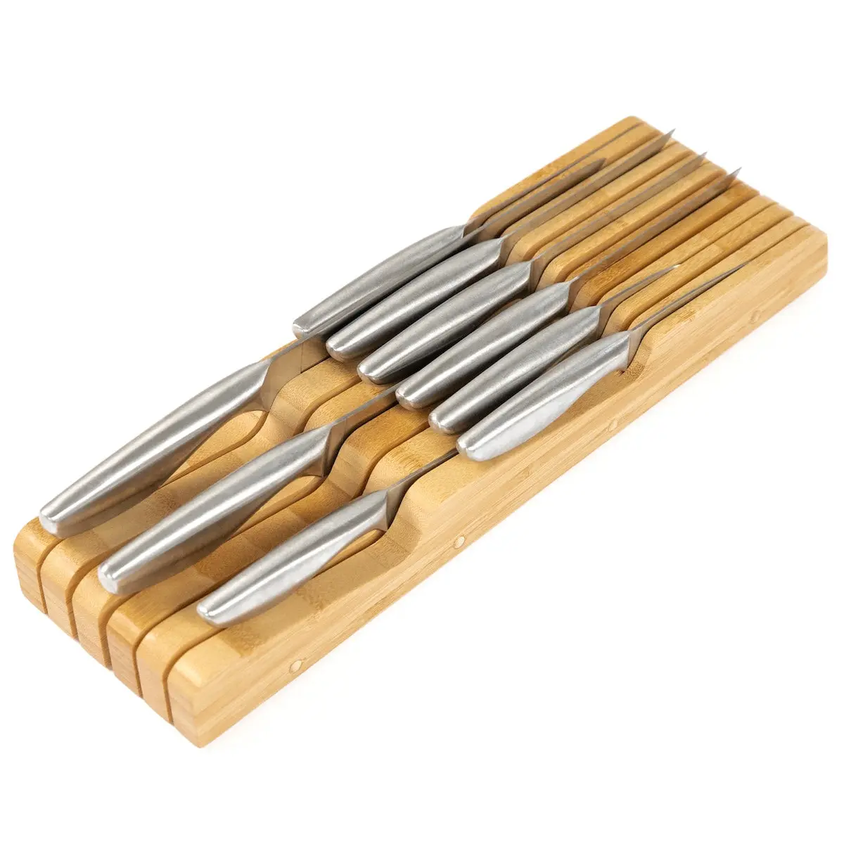 Knife Block Drawer Organizer - Natural Bamboo Knife Block Drawer Organizer - Natural Bamboo