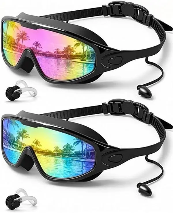 Adult Wide-View Anti-Fog UV-Protective Water Goggles - Upgrade Splash Goggles for Swimming, Leak-Proof Outdoor Swimming Essentials for Men Women, Splash Swim Goggles
