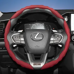 For Lexus Steering wheel cover, Auto, Made of breathable PU leather, featuring a segmented snap-fit design and a sporty wave pattern, anti-slip, wear-resistant, All-Season Use, suitable for models such as RX/NX/ES/GX/LBX/UX/IS/RZ/LX/TX/LS/LC/LM