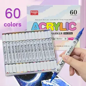 Guangna Dual Tip Acrylic Markers Set, Soft Tips, Watercolor Pens for Paper Stone Glass Wood Ceramic Canvas Pumpkin Art, Christmas Gift