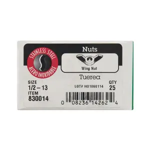 Hillman 830014 0.5-13 in. Stainless Wing Nut - Box of 25