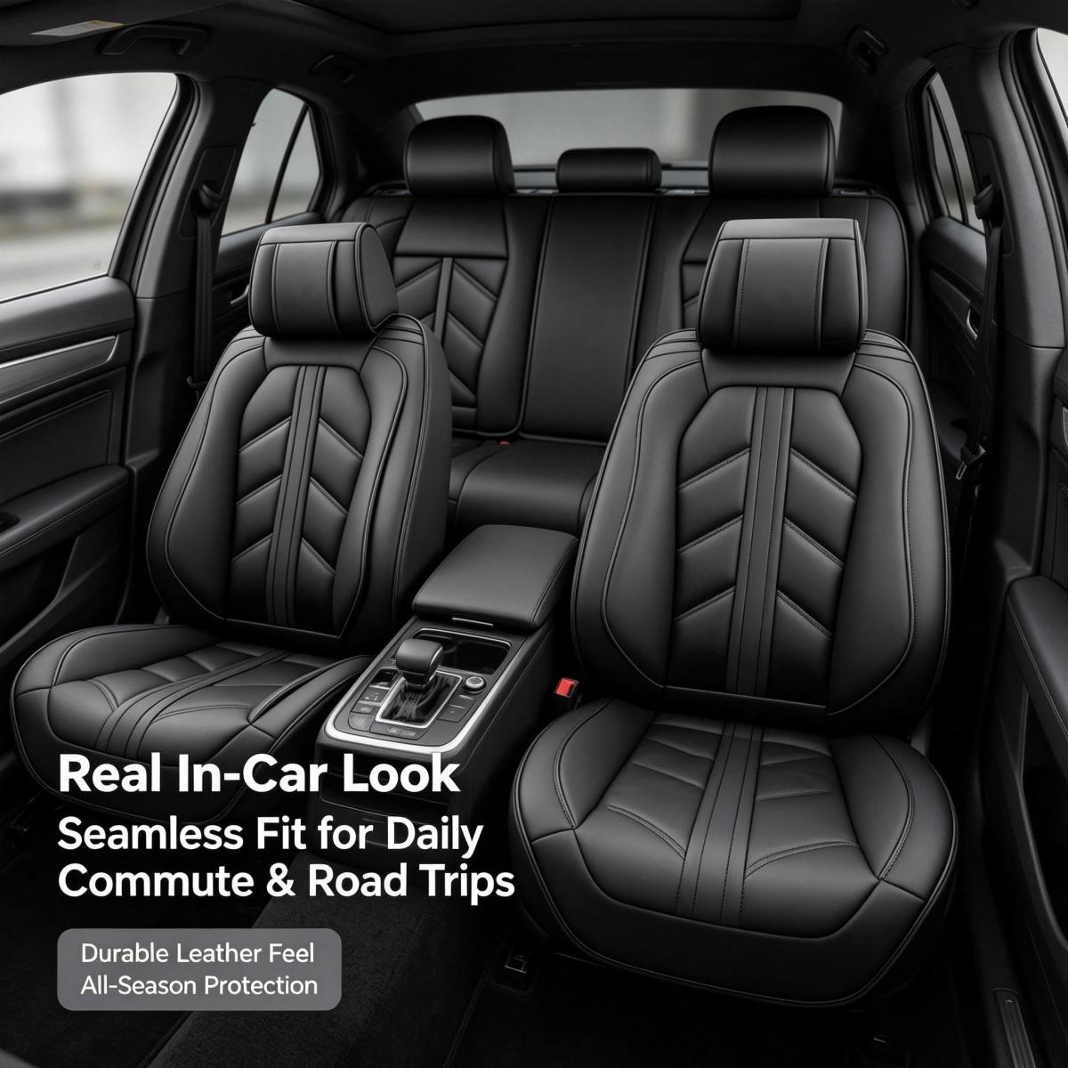 For Dodge Dart 2013-2016/ Nitro 2010-2020 Car Seat Covers, Premium 3D PU Leather 5 Seat Covers Full Set with Storage Pockets, Waterproof Breathable Non-Slip Car Front Rear Seat Cushion Protector Mats, Rear Split Fit 40/60 40/20/40 50/50 ﻿ ﻿