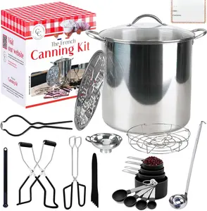 Canning pot with rack and lid - Water bath canner for canning - Complete  canning kit with rge Pot 21.5 Qt in stainless steel 304 - The  canning kit by