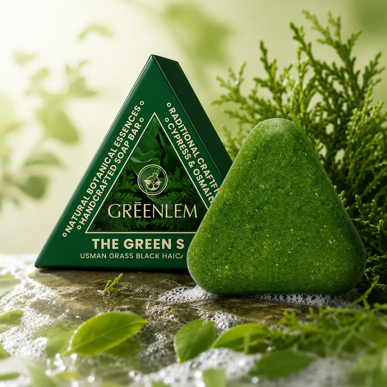GREENLEM Usman Grass Hair Soap - Natural Botanical Scalp Care, Gentle Cleansing Bar for Daily Hair Nourishment, Sulfate & Paraben Free