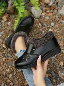 Women's Winter Snow Boots, Warm Fleece Lined Ankle Boots, Anti-Slip Rubber Platform, Comfortable Casual Shoes, Perfect for Cold Weather