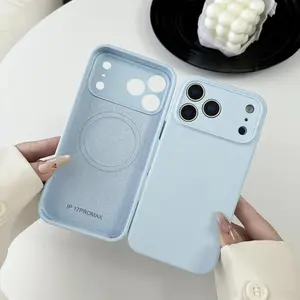 Original Silicone Protective For Magsafe Soft Case For Apple iPhone 17 Air 16 15 14 Plus 13 Pro Max Magnetic Phone Cover
