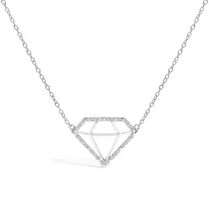 .925 Sterling Silver 1/7 Cttw Lab Grown Diamond Diamond Shaped Pendant Necklace - Size 18 Inches