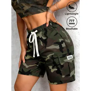 Women’s Lightweight Utility Sweat Shorts – Breathable Workwear Style Shorts with Large Cargo Pockets, Relaxed Fit Lounge & Outdoor Shorts for Hiking, Travel & Daily Wear