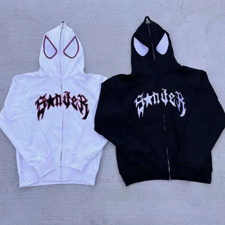 Y2K Style Hoodie for Women & Men - Casual Long Sleeved Pullover with Patterned Letter Print - Spring & Autumn Fashion - Zipper Glasses Spider Coat - Trendy & Timeless Design - Clothes Menswear