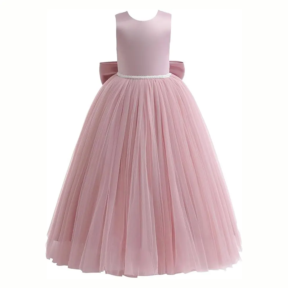 strapless open back dress Long Sleeves A Line Baby Girls Formal Dress for Party Bows Princess Dr –  Avadress