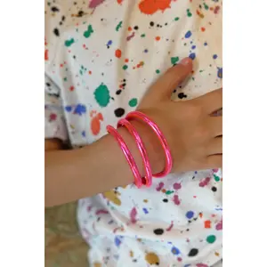 Kids Rainbow Thai Buddhist Temple Bracelets, Gold Leaf Mantra Bangle, Waterproof, Comfortable, Polycarbonate Tubing