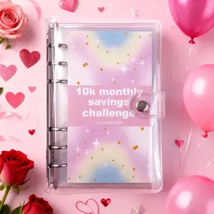Savings Challenge Binder, 1 Count A6 10k Savings Binder, Monthly Budget Planner for Home, School & Office, Girly Office Accessories, Planner Notebook