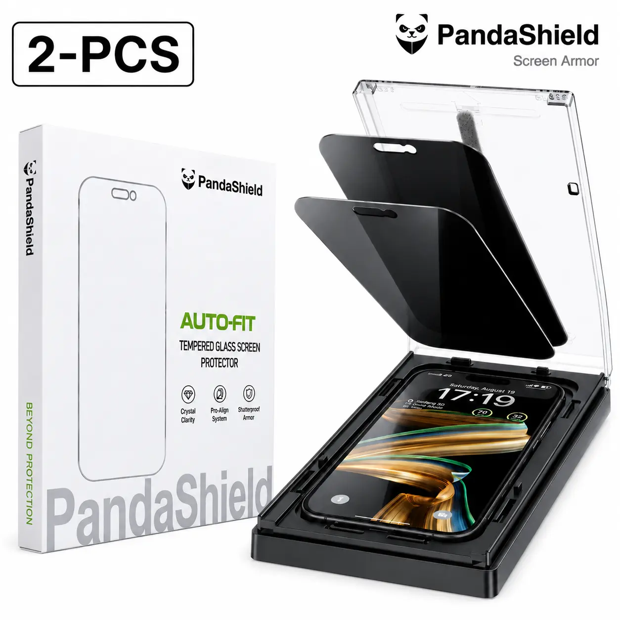 [2-PCS] PandaShield HD,Privacy Screen Protector for iPhone 13,14,15,16,17 plus pro max – Anti-Spy, Easy Install bo, 9H Hardness, Full Coverage