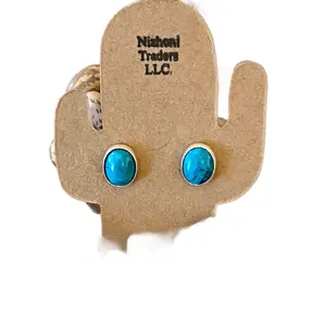 Beautiful Navajo Turquoise And Sterling Silver Studs