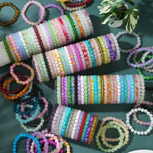 35Pcs Boho-Chic Handcrafted Bead Bracelet Set - Colorful Crackled Glass Beads, Ideal For Casual Attire & Vacation - Perfect Gift For Women, Friends & Family Random