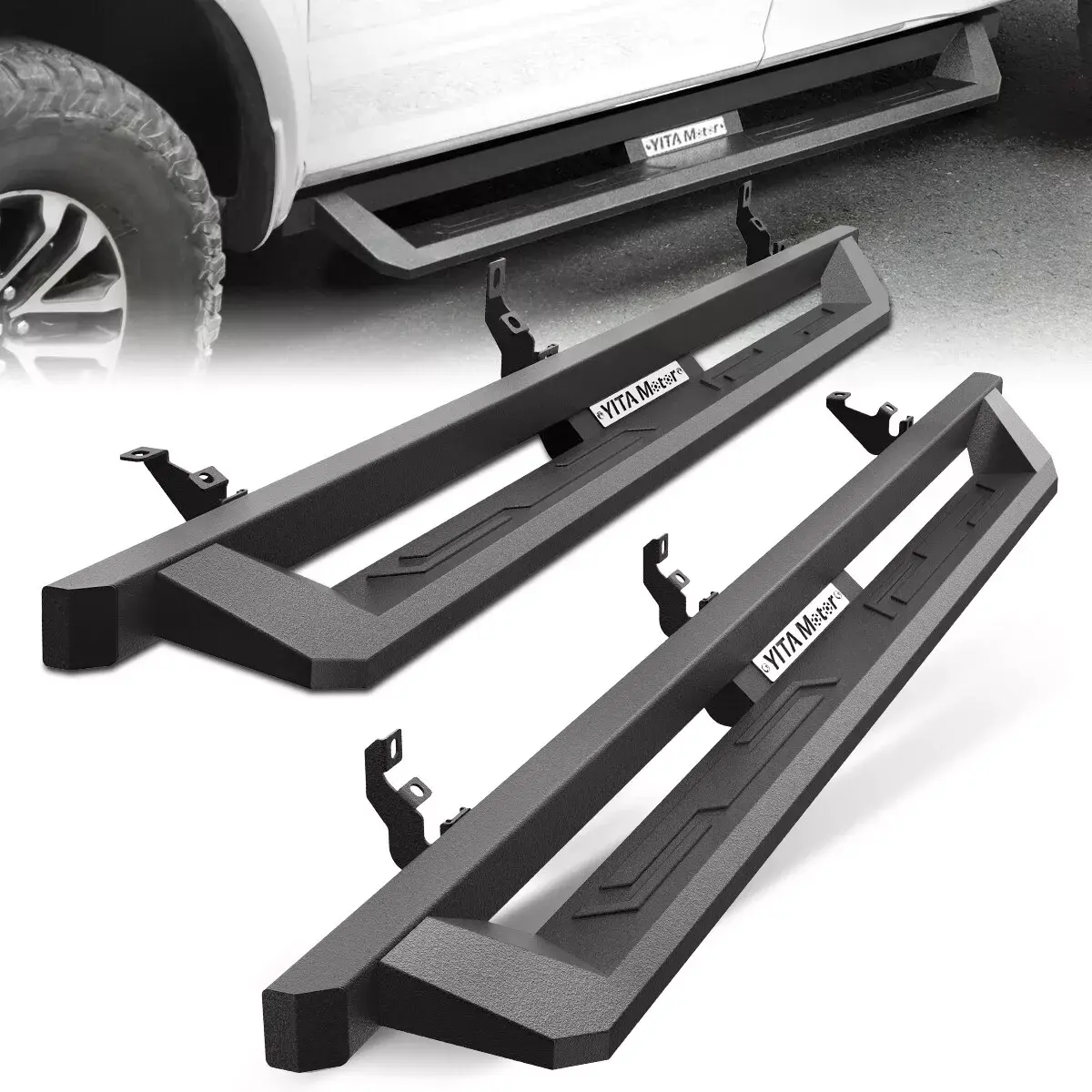 YITAMOTOR Drop Running Boards Compatible with 2021-2024 Ford Bronco 4 Door, Off-Road Side Steps, Black Powder Coated Nerf Bars Heavy Duty Aluminum
