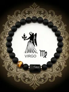 Fashion Simple Zodiac Natural Stone Beaded Bracelet, Unisex Casual Jewelry for Daily Wear, Glass Chain, Stackable Bracelets, All Seasons