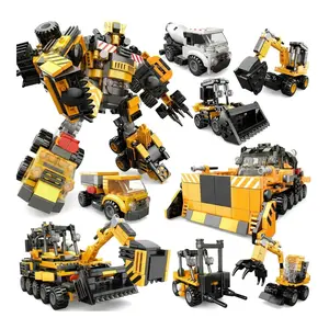 9-in-1 Construction Robot Building Kit, 700+ PCS STEM Engineering Set, Transforming Mecha & 8 Engineering Vehicles, Toy for Kids 6