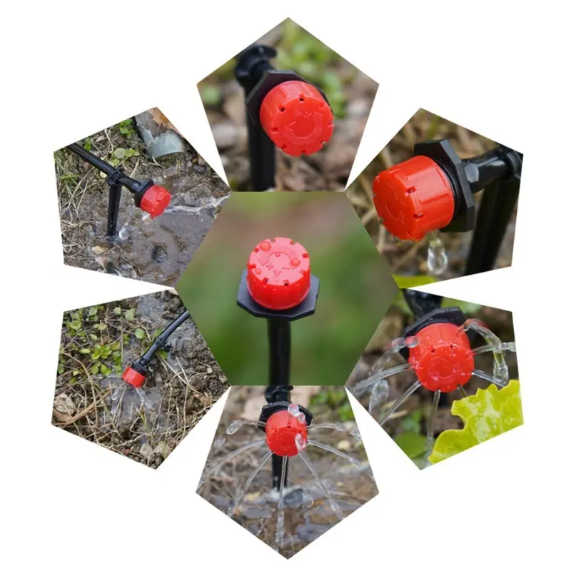 100 Pieces 8 Hole Adjustable Irrigation Dripper Sprinkler Emitter Dripper Micro Drip Irrigation Sprinkler for Watering System Garden Watering Sprinkler
