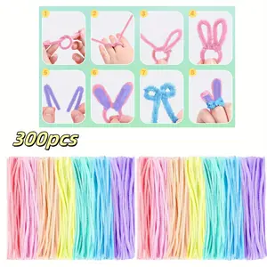 300 Pcs Pipe Cleaners Chenille Stem,Pipe Cleaner Crafts,Craft Supplies Bulk for DIY Arts Crafts Project,7Colors