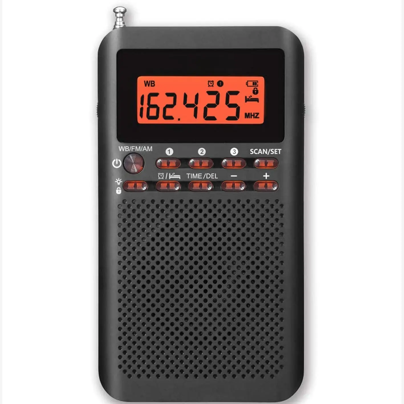 NOAA Weather AM FM Portable Radio Operated by 2   with Stereo Earphone,Digital  Clock Sleep Timer, Reception,Built in Speaker  Sound Quality,Luminous Button Design(Black)