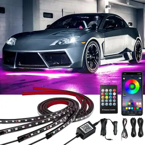 Exterior Car Underglow LED Strip Lights Kit - App-Controlled, RF Remote Control, 16M Colors, Dynamic Modes, Flexible Rubber, Peel-and-Stick Easy Installation, Automotive Aesthetic Mods, Dynamicmodes, Flexiblerubber