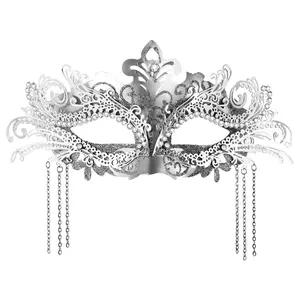 OIDEA Women's Lightweight Venetian Masquerade Mask - Metal Filigree, Rhinestone, Diamond Chain, Plastic Light-Up Festive Party Accessory for Christmas, Halloween
