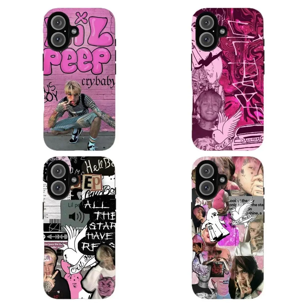 Lil Peep Custom Multiple Collage Smartphone Protector Case, Trendy Music Aesthetic Shockproof Accessory with Resistance, Compatible with iPhone 11-17 & Samsung S21-S25, Ideal Fan Gift (Wireless-Friendly)