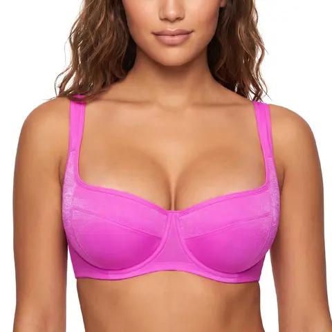 HSIA Starry Night Balconette Bra with Wider Padded Strapsfor Women Plus Size Shimmer Underwire Bra 4mm Lightly Padded Demi Bra Full Coverage Lifting Support Back Smoothing Natural Push Up Daily Large Bust Bras
