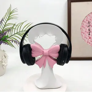 New Headphone Stand, Resin Earbud Holder with Bow, Universal Game & Study Headset Stand, Fits All Sizes, Sweet Design