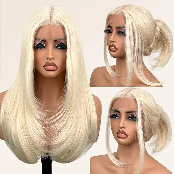 13x5x1Lace Front Wig, 26 Inches Glueless Layered Pre-Plucked Synthetic Wigs for Women Daily Use