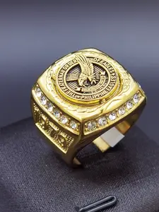 Large Eagle Ring, Stainless Steel Plated 18k Gold Zirconia, Bold Men's Ring, Punk Style, Animal Pattern, All Seasons, Unique Rings