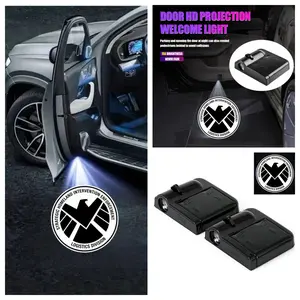 4PCS Marvel S.H.I.E.L.D Logo Car Door Welcome Light, Projection & Atmosphere Lamp, No-Drill Stick-On Easy Installation, Universal Fit for Most Car Models