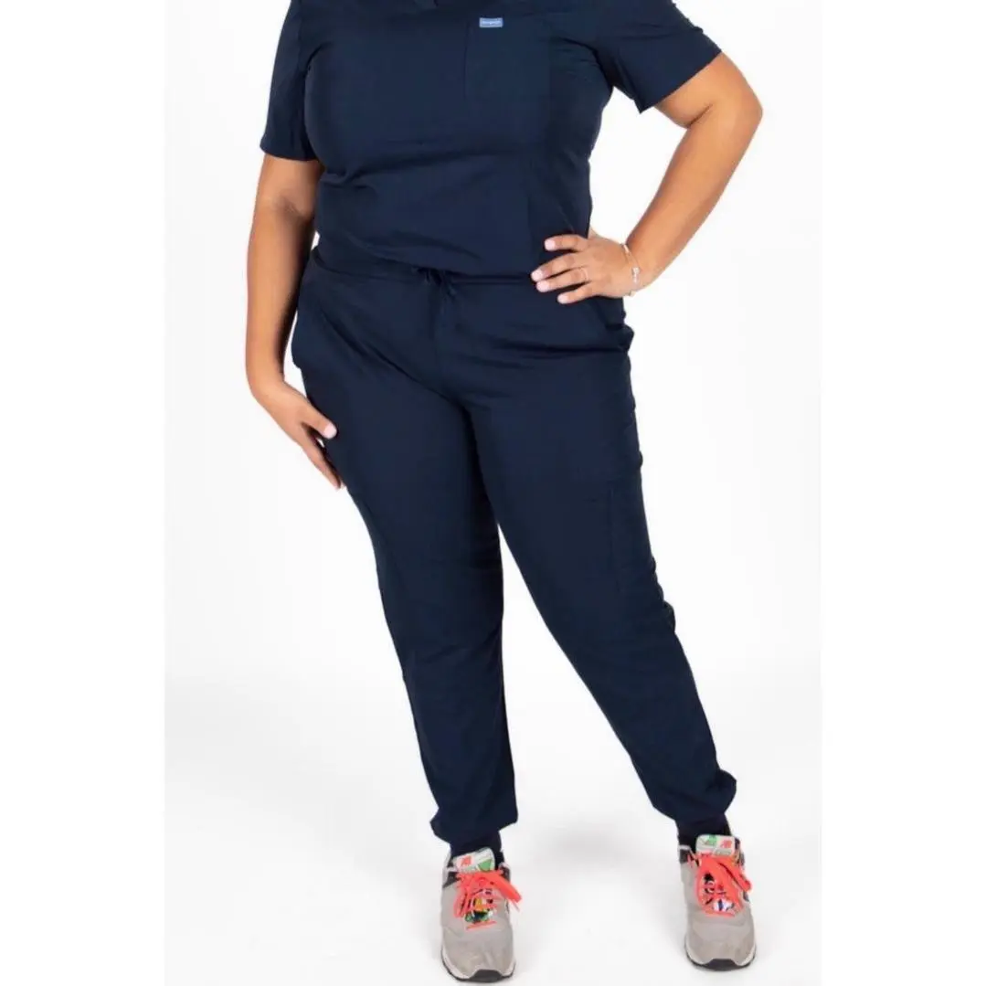 Grit + Med Unisex Jogger Pant - Midnight Blue with Drawstring Waistband, Functional Pockets, Slim Fit & Ankle Cuffs, True to Size, Machine Washable