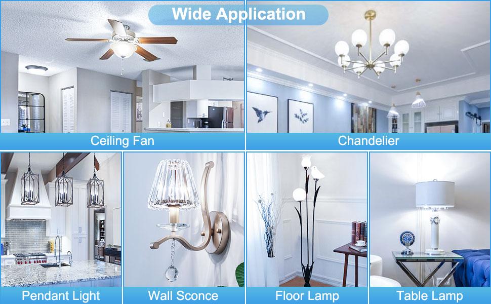 6-Pack E12 Candelabra LED Light Bulbs, 6000K Cool Daylight White, 6W (60W Equivalent), B11 Type B Small Base, 600 Lumen Non-Dimmable Bulbs for Chandelier, Ceiling Fan