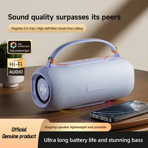 Heavy Bass 30W High Power Bluetooth Speaker with Handle, Macaron Purple/Blue RGB Multifunction Speaker, HiFi Bass, LED Light Show, EQ Adjustment, Long Runtime, for Smartphones or Tablets, Gift Ideas for Music Lovers (Desk, Beach Party Use)