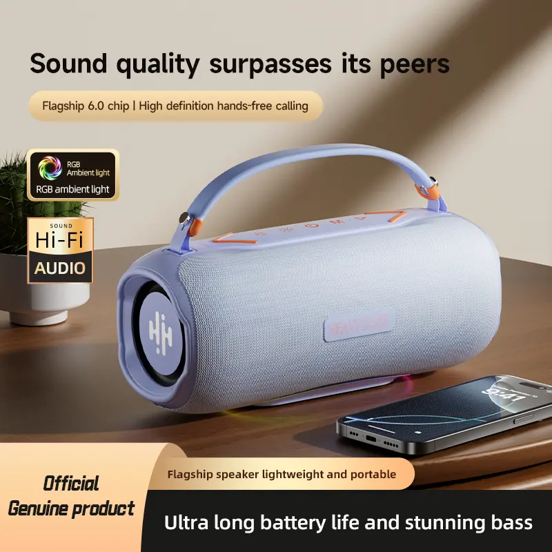 Portable Bluetooth Speaker with Handle Macaron Purple/Blue 30W High Power Speaker Super Bass RGB Light Show HiFi Audio Quality Loud Wireless Speaker for Desk Beach Party Long Runtime Wireless Speaker with EQ Sound