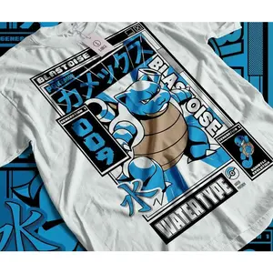 Blastoise Shirt - Water Evolution Japanese Style Shirt, Japanese Anime Movie Film Nerd Gaming Novelty Funny Unisex Shirt