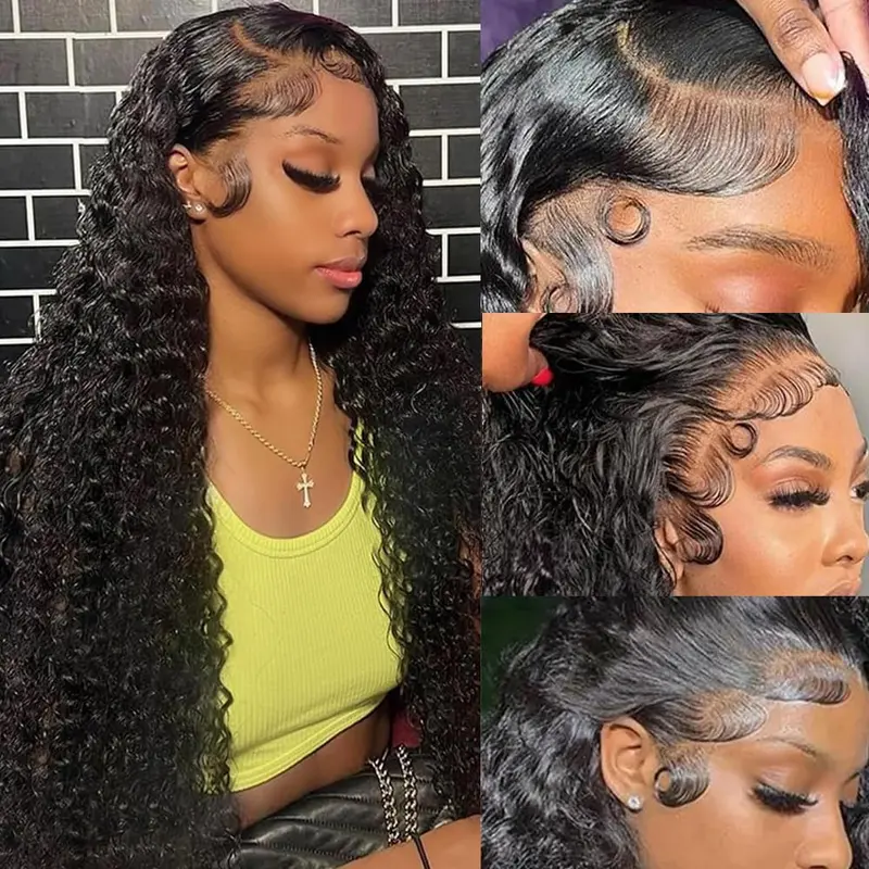 [30 Inch $85.9] Imani 180% Density Deep Wave  13x4 Lace Frontal Human Hair Wig Curly Hair Wigs  HD Transparent Lace Front Wigs Brazilian Deep Curly Pre Plucked Human Hair Wigs For Women #tiktokshopstockup #SohoChic