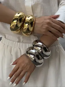 Women's Casual Geometric Arc Fashion Bracelet, Elegant Minimalist Bangle, Luxurious Light Luxury Street Style Jewelry Gift, Simple Daily Wear Accessory