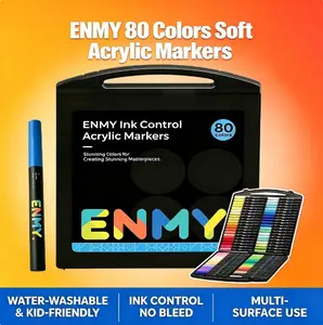 ENMY 80 Vibrant Colors Acrylic Markers That Actually Work.Quick Dry & Waterproof — Perfect for Kids Painting, Canvas Art, Card Making, Scrapbooking | Premium Art Supplies Set tiktokshopspringglowup