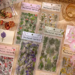 Natural Series Planner Stickers, PVC Plant Flower Vintage Material, Handmade Journal Decorations, Perfect for Organizing and Personalization