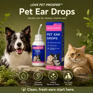 LOVE PET PROSPER Pet Ear Cleaner Drops for Dogs & Cats, 60ml Ear Care Solution for Ear Wax, Odor, Dirt, Itching Support and Daily Hygiene | COD
