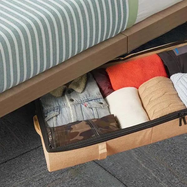 Collapsible High-Capacity Under the Bed Clothes Shoes Storage Bag Organizer Organizing Bedroom Space Durable Fabric